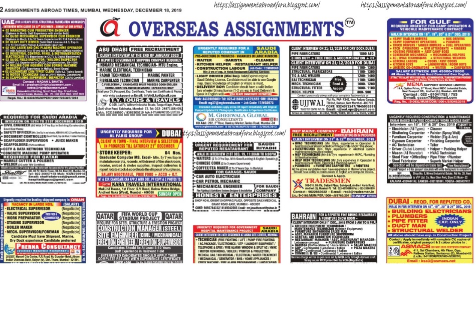 Assignment Abroad Times 18th Dec 2019