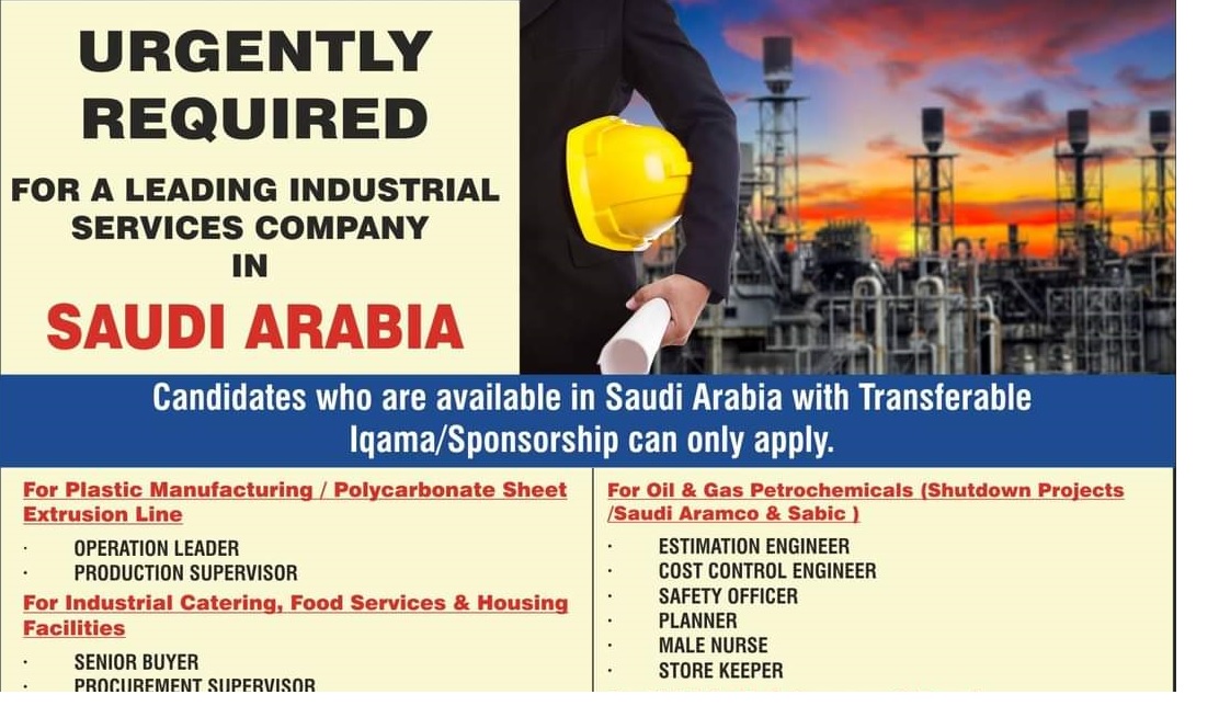 REQUIRED FOR A LEADING INDUSTRIAL SERVICES COMPANY IN SAUDI ARABIA