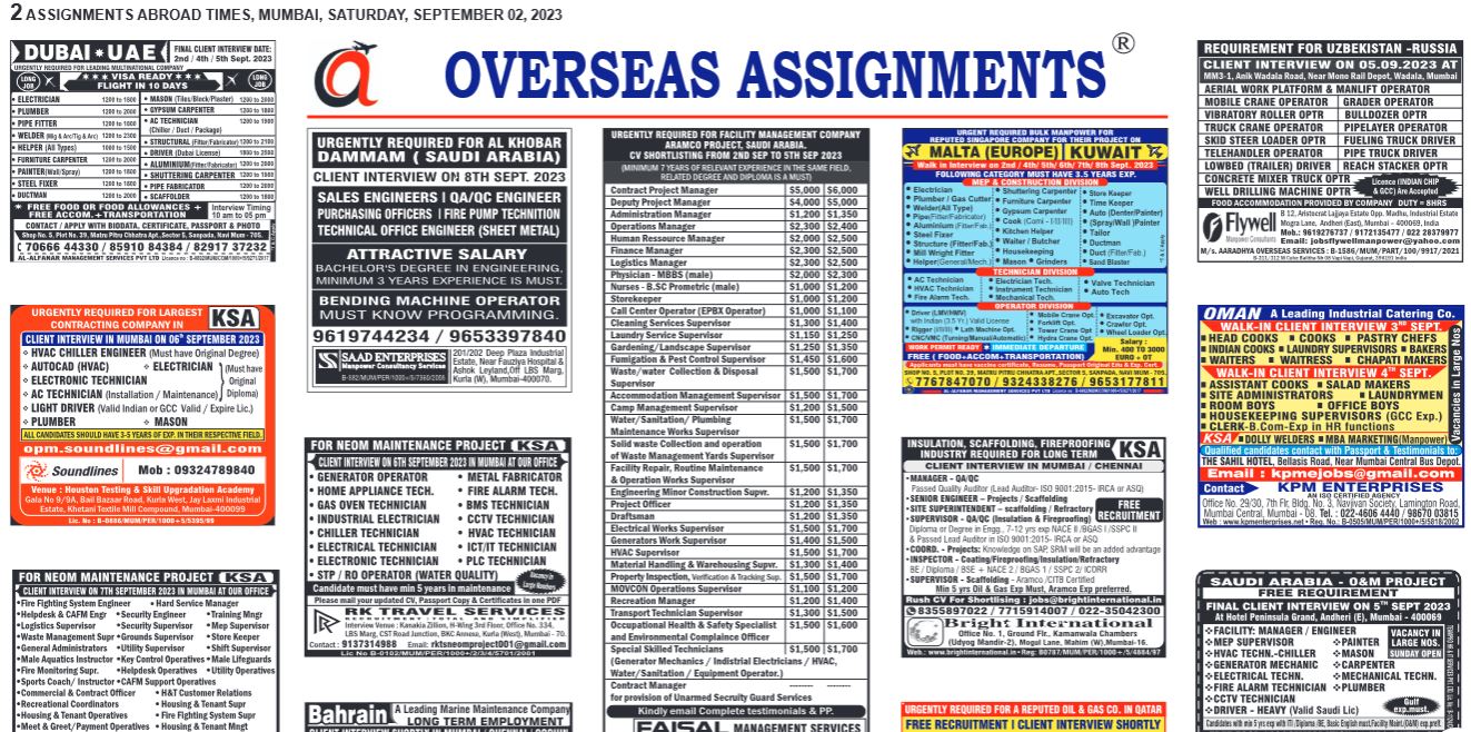 assignment abroad gulf job