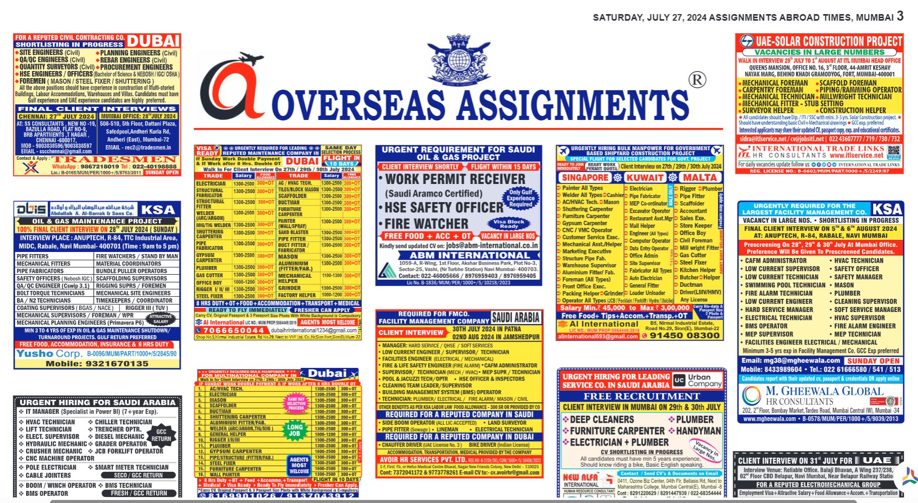 Assignment Abroad Times 27th July 2024