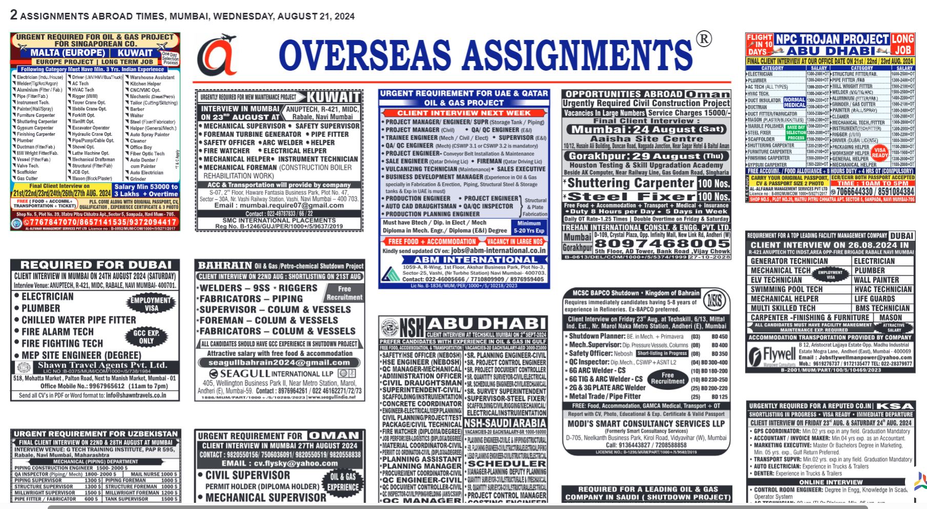 assignment abroad times 24th August 2024