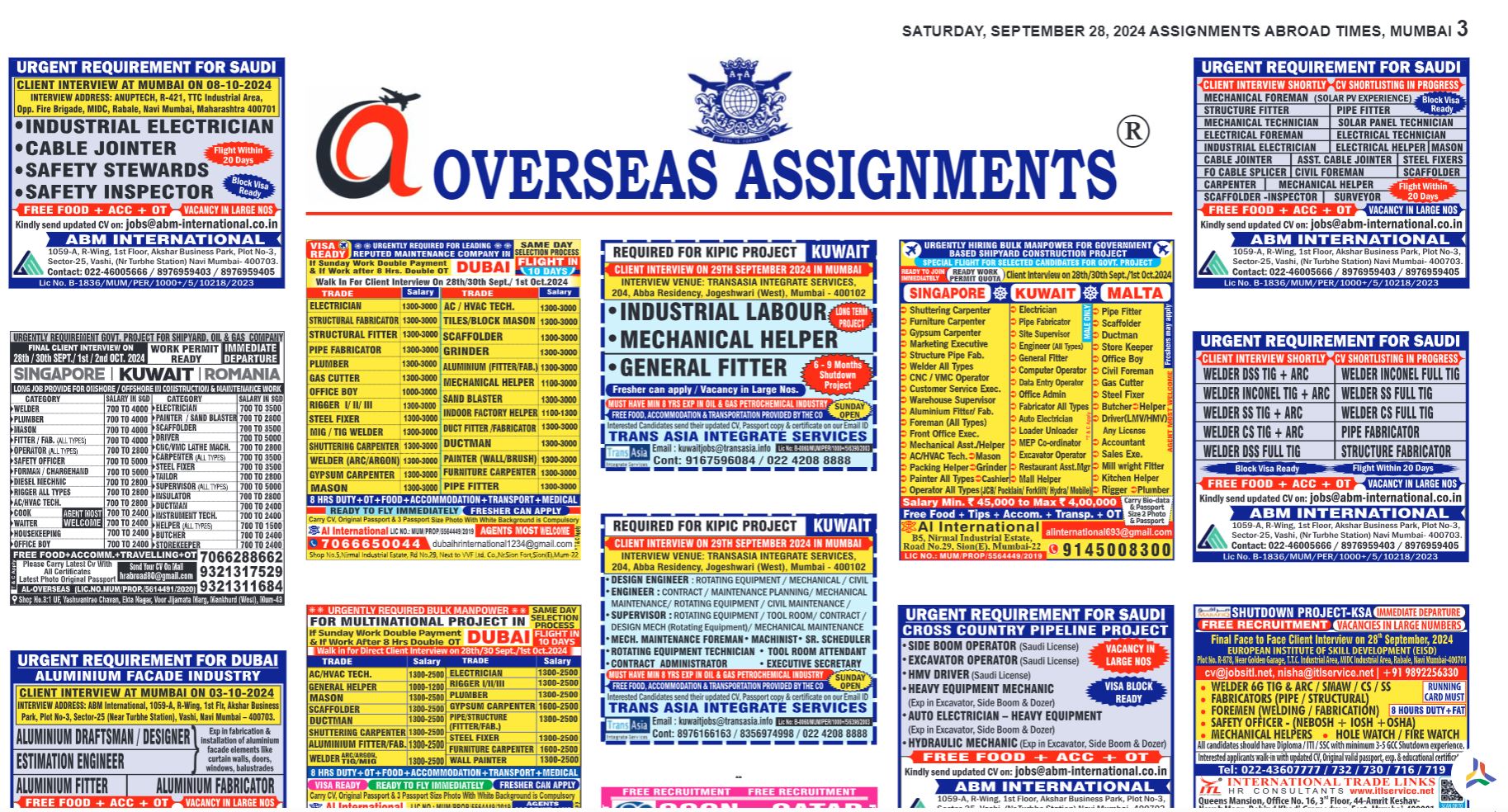 assignment abroad times 28th September 2024