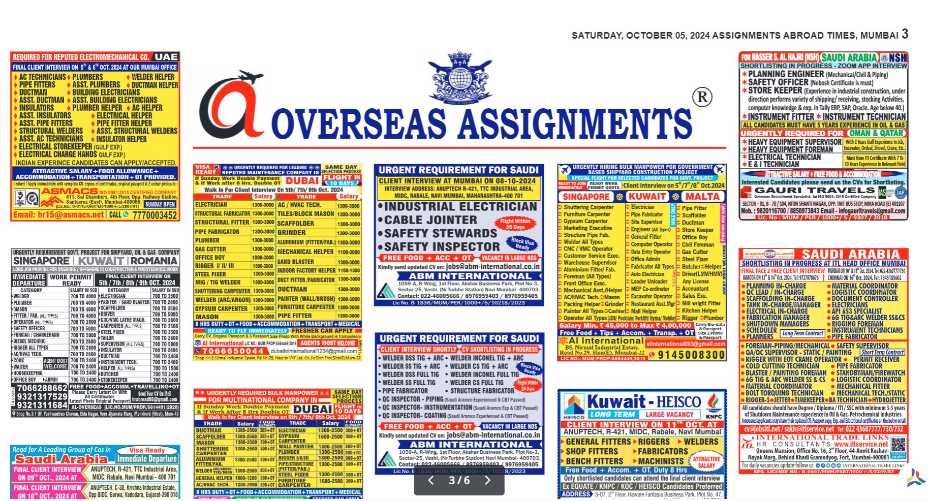 assignment abroad times 05th October 2024