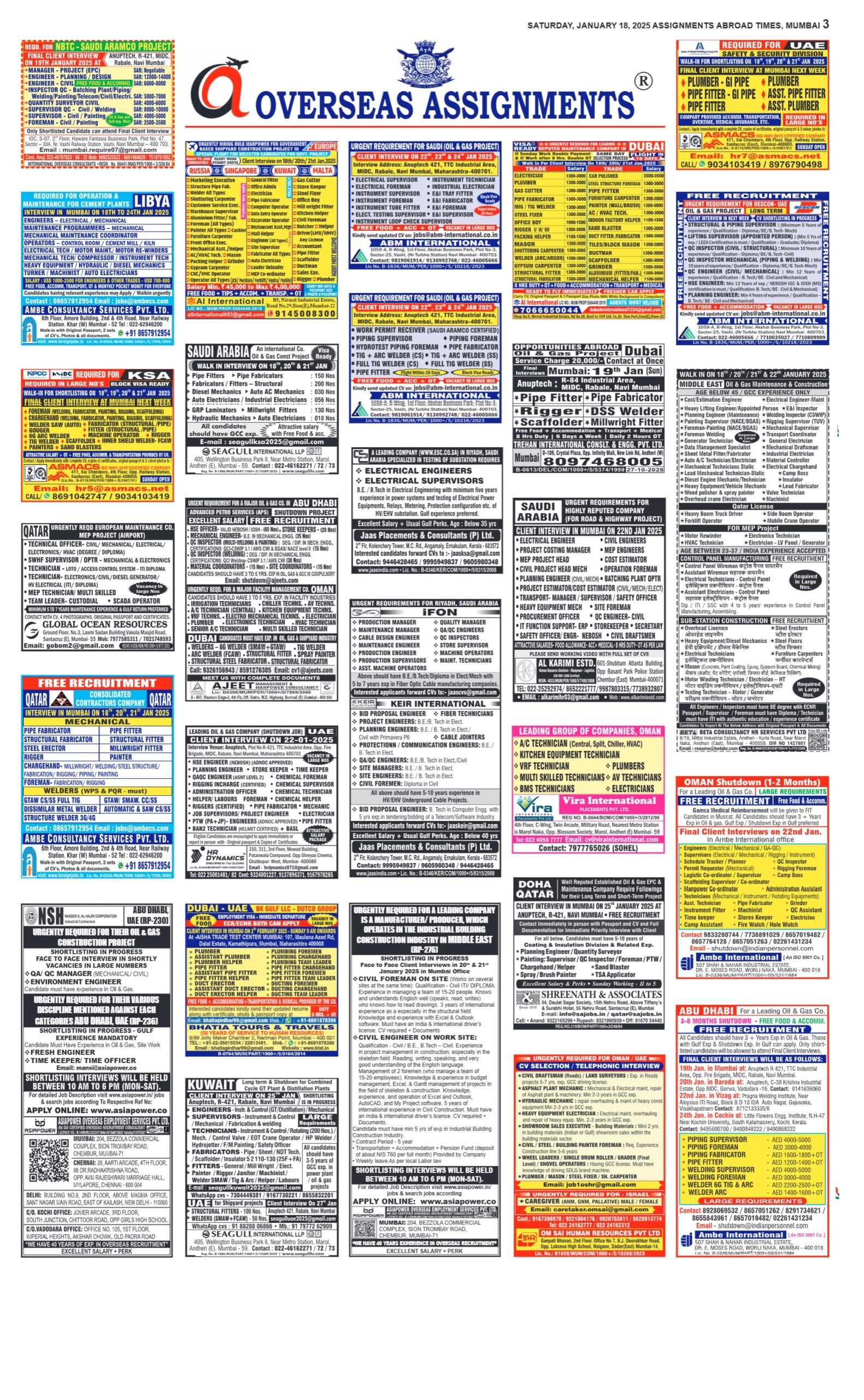 assignment abroad times 18th January 2025