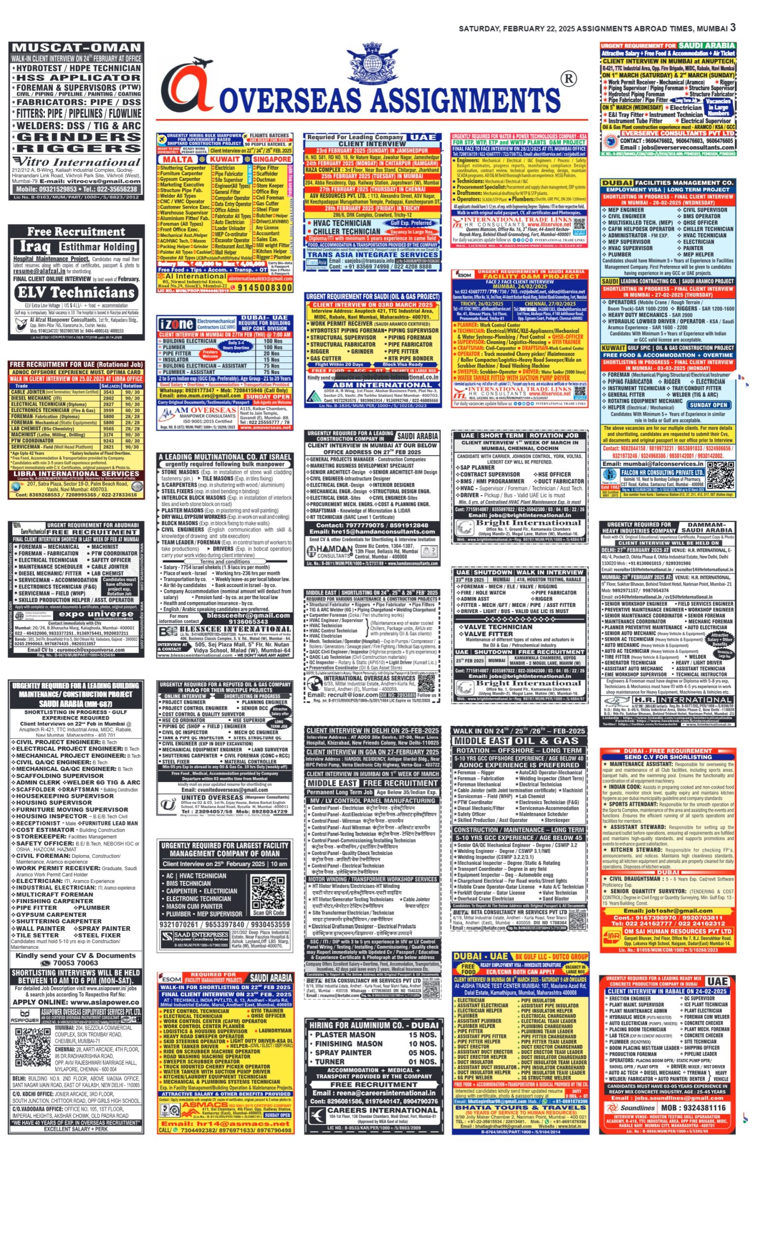 Assignment Abroad Times 22nd Feb 2025