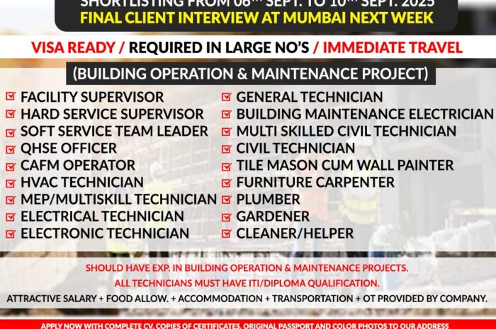 Urgent Requirement for Saudi Arabia