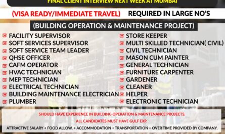 Urgent Requirement for Saudi Arabia